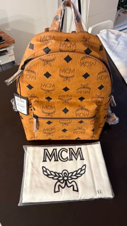 MCM Stark Visetos Medium Backpack Cognac – Brand New