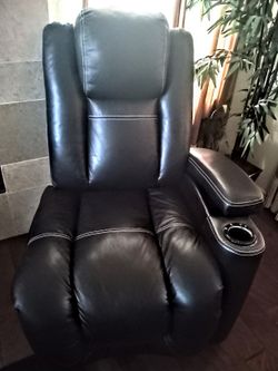 Black Leather Sectional Chair Piece 