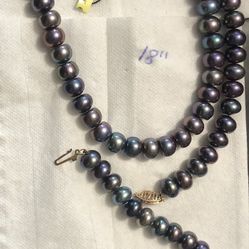 Rainbow Black fresh water Pearl set. 
