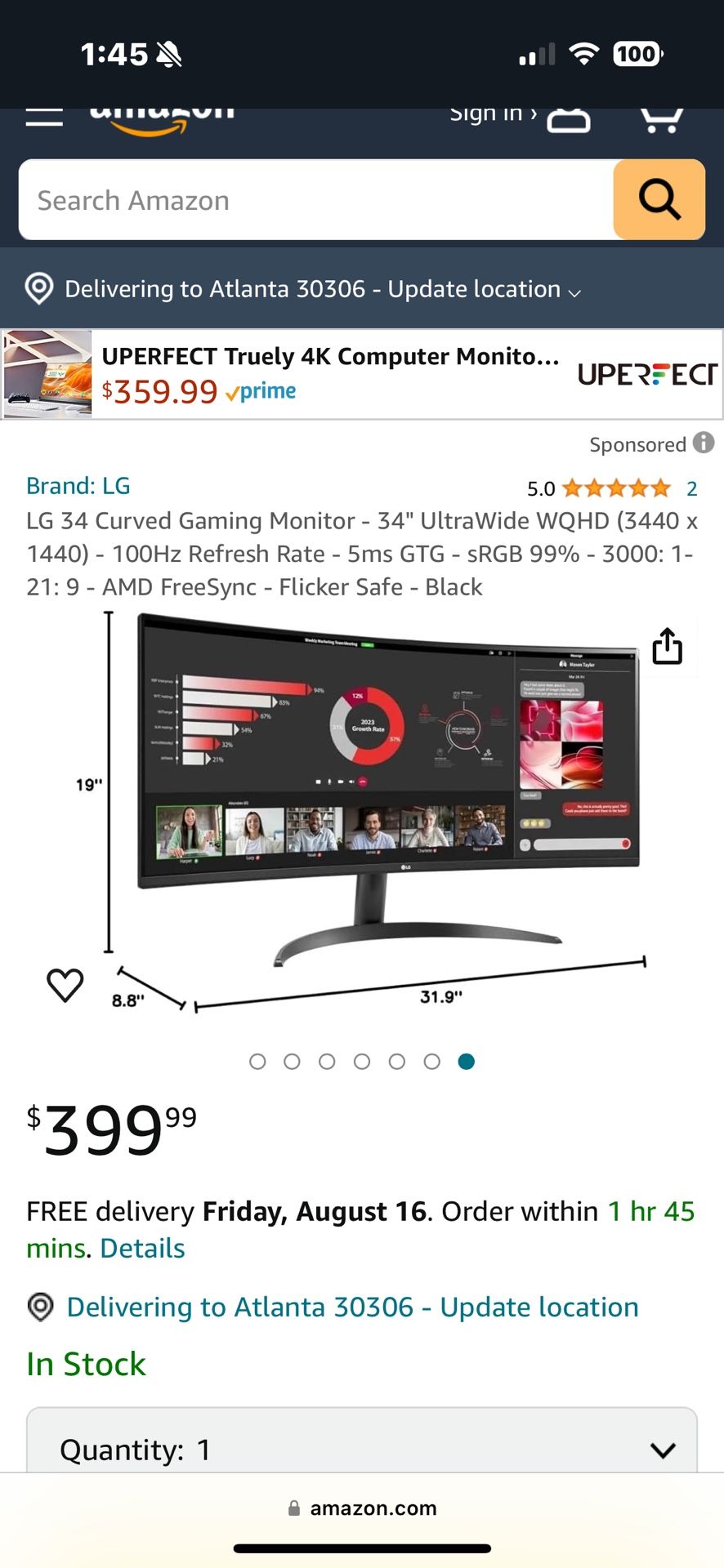 LG 34inch monitor
