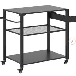Outsunny 3-Shelf Black Outdoor Grill Cart, 31.5 in. x 19.7 https://offerup.com/redirect/?o=aW4uUGl6emE= Oven Stand Grilling Set with Storage Rack, Sid