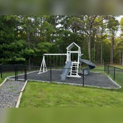 Swing Set Nation Vinyl Playset Including Flex Border and Rubber Mulch - Like New - Egg Harbor Township, NJ