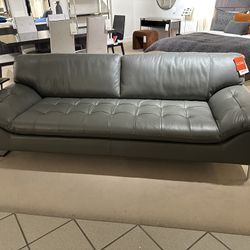 Brand New // Dark Gray Leather Sofa