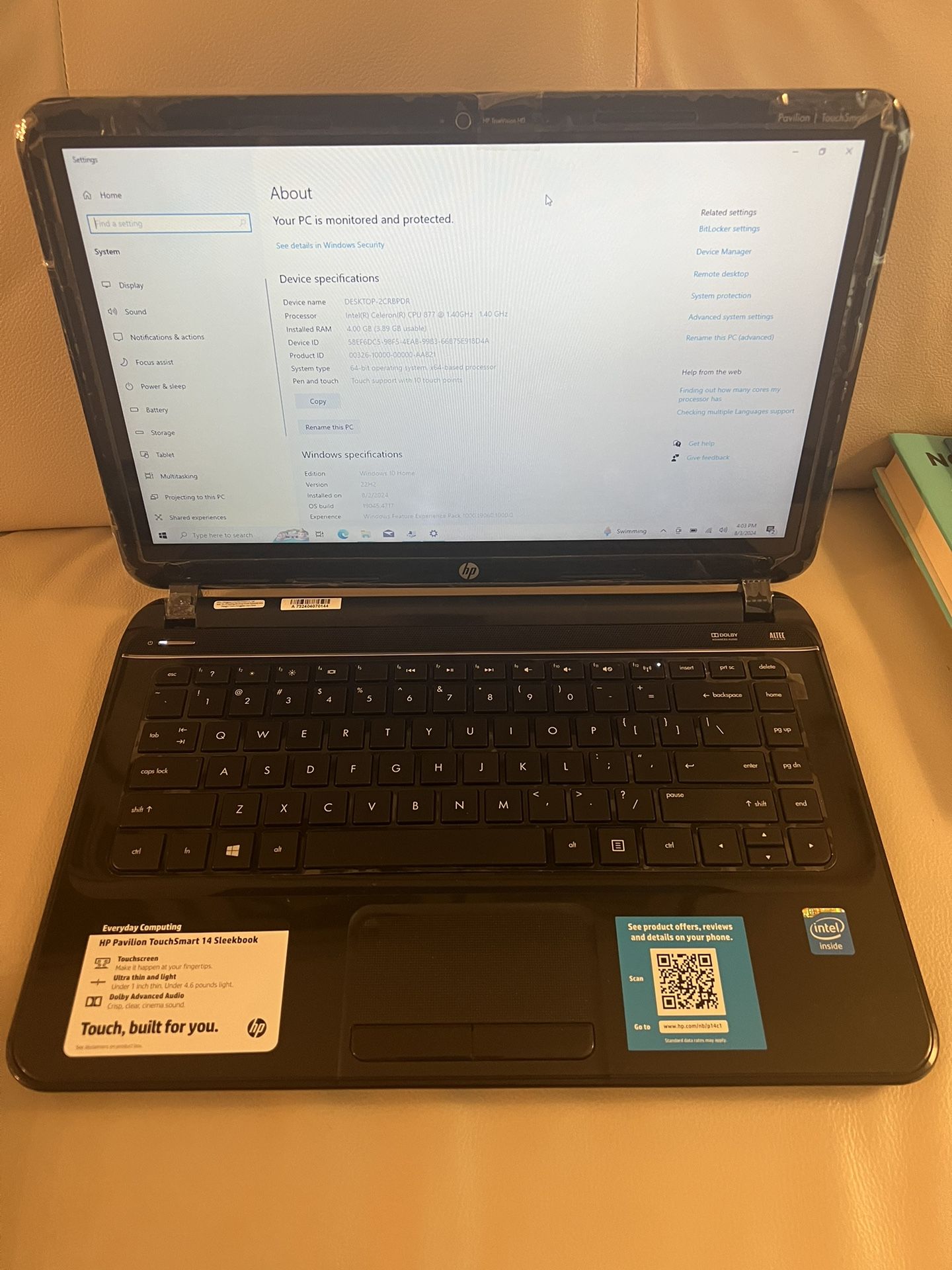 HP Pavilion TouchSmart 14" HD Touchscreen SleekBook