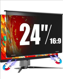 Magnetic Monitor Privacy Screen for 24 Inch Flat Computer 16:9 Aspect Ratio, 24in Removable Anti Glare Filter, Blue Light Blocking Privacy Shield Eye