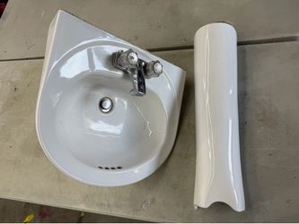 Single Bowl Semi-Countertop Sink with pedestal sink base