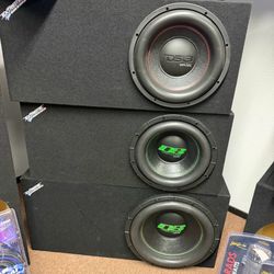 Subwoofers with boxes available 🔊 Different brands, sizes, and prices in stock. Come by to hear them and find the right setup for your vehicle. Same-