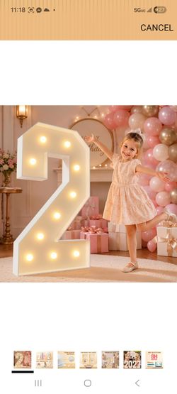 4 ft Large Marquee Number 2 Light-Up Sign