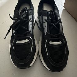 Dinaor Athletic Sneakers, Black and White Chunky Sole Unisex