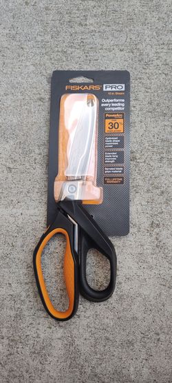Fiskars Pro PowerArc Shop Shears, Heavy Duty Stainless Steel Scissor, Industrial Grade Tool for Building and Construction, 10 in, Orange/Black