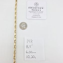 14k gold 8.5" custom link bracelet 