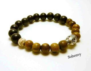 Wood Silver Buddah bracelets