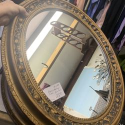 Oval Gold Vintage Pair Of Mirrors