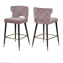 Kelly Pink Velvet Counter Stools 