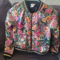 Girls Floral Bomber Jacket 