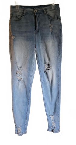Distressed Blue Denim Skinny Jeans Women M Distressed Ripped