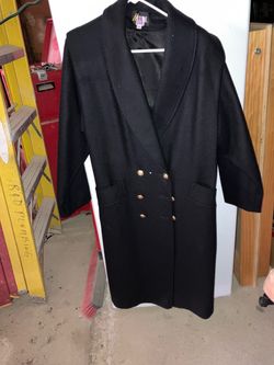 Black Double-Breasted Wool Coat