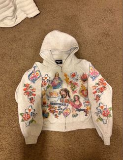 we are righteous white zip-up shipping only