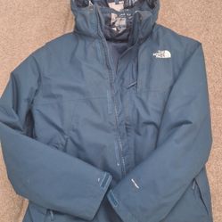 North Face Mens Large Dark Green 3-in-1 Snow and Rain Jacket