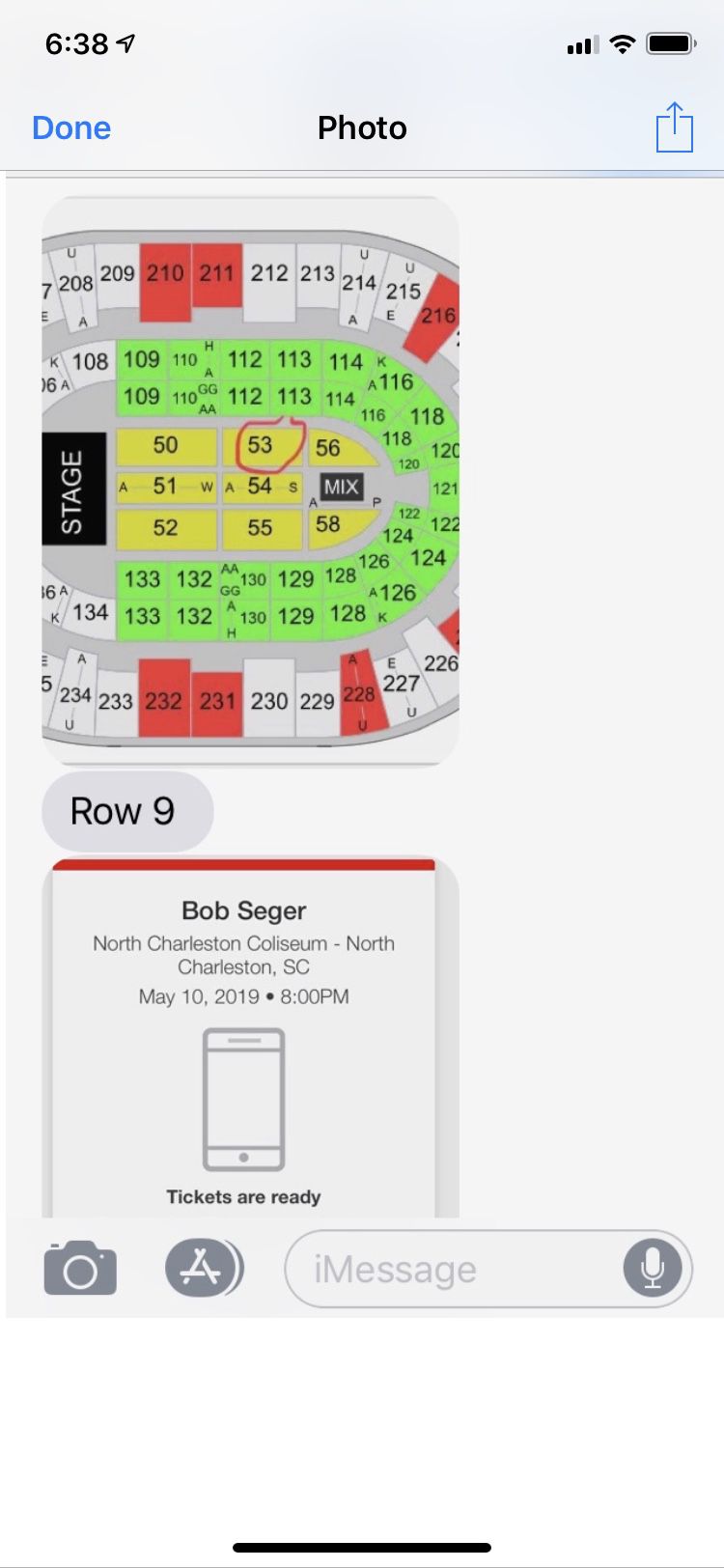 Bob Seger Ticket for the show tonight, 10 May! Great seat!