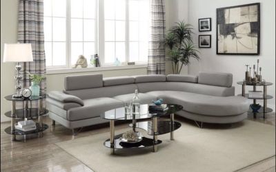 New grey bonded leather sofa sectional