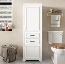 AS IS 71" Tall Storage Cabinet with Drawers and Soft Closing Doors, Modern Wood Freestanding Tall Na