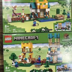 LEGO 21249 Minecraft The Building Box 4.0, Set 2in1 Build River Towers or Cat Hut, with Alex, Steve, Creeper and Zombie Mobs Figures, Toys for Kids
