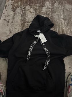 Celine Black Hoodie with Logo Drawstrings