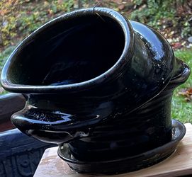 Ceramic Clay Hand Made Glazed Unique Planter Plowed Pot With Drain