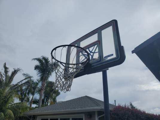 Portable, freestanding regulation ht. Basketball hoop