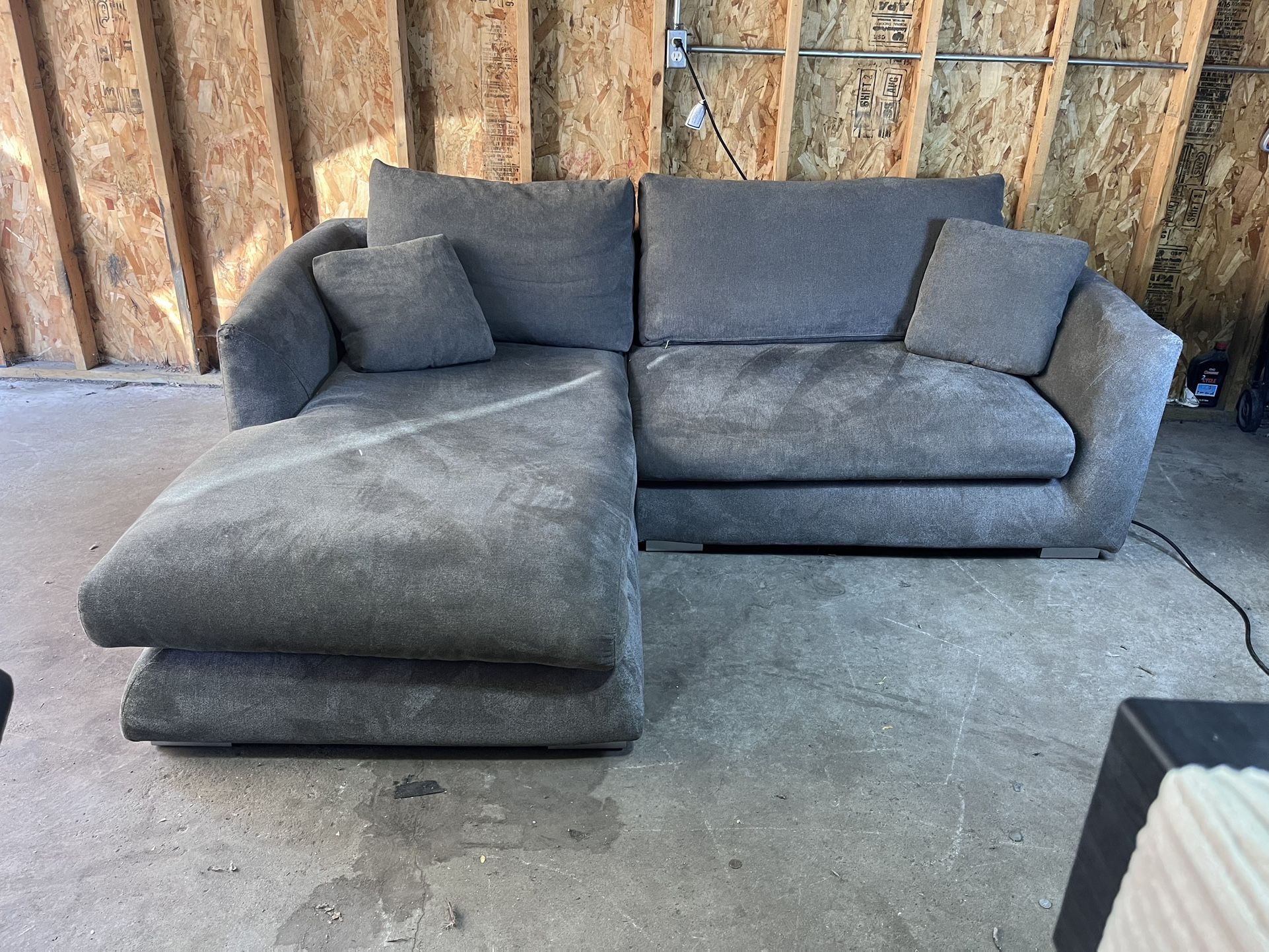 FREE DELIVERY -  Gray Feathers Sectional Sofa