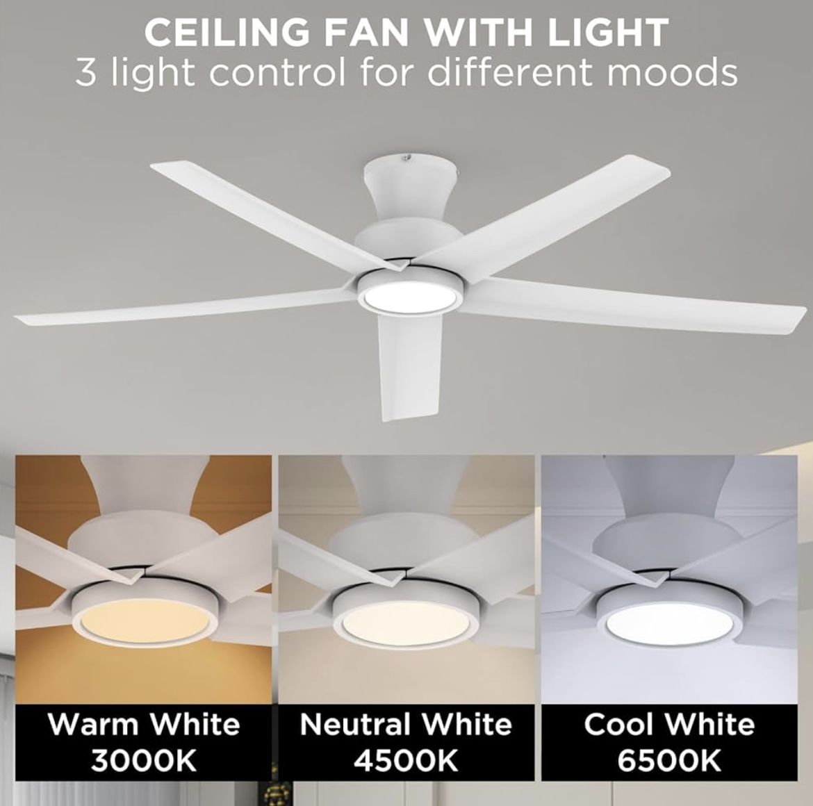 I Have 2 X 52 inch Ceiling Fans with Lights, Large Air Volume Ceiling Fans with Reversible Quiet DC Motor and Remote