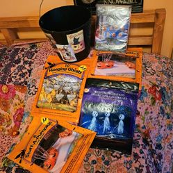 Halloween Decor Lot Bags Bucket 