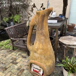 Large Rustic Clay Chiminea Outdoor Fireplace