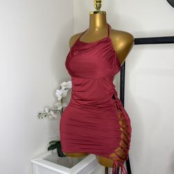 Mini Vestido Rojo Vino