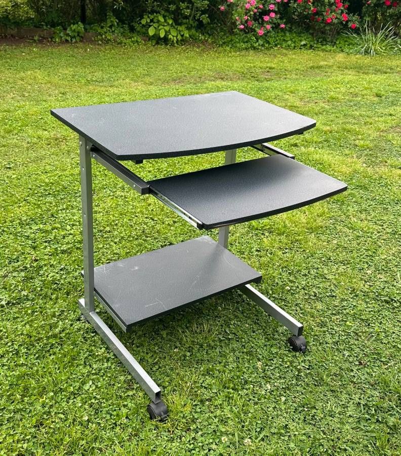 Small Space Computer Desk Rolling Cart With Storage