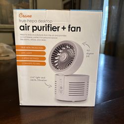 Crane 2-in-1 Air Purifier and Desk Top Fan, White, Standard, (EE-5073)