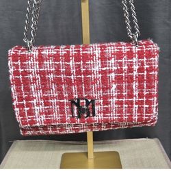 NWT Beautiful Red Tweed Badgley Mischka Bag 