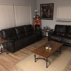 Reclining leather couch