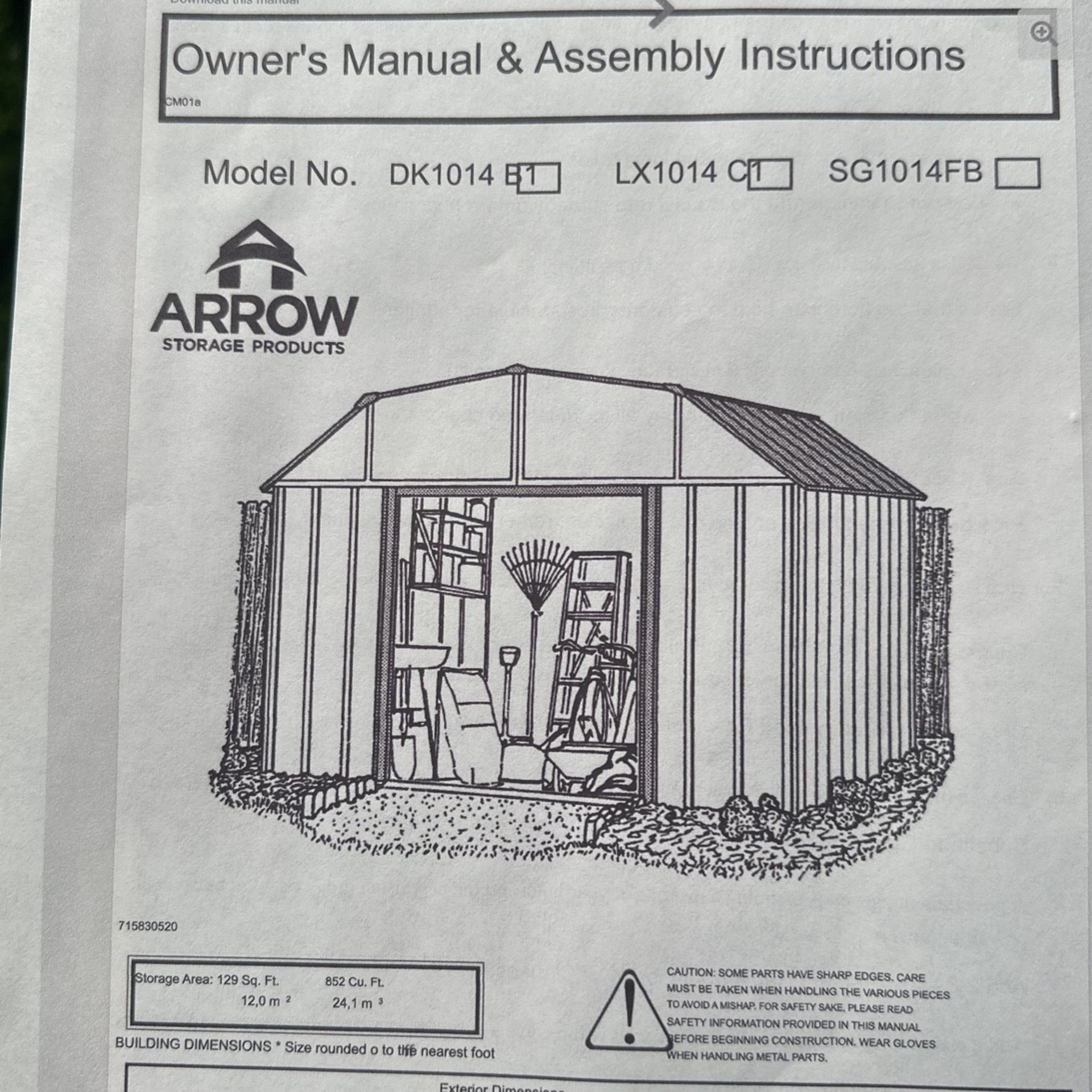 Arrow 10 X14 Storage Building, Unbuilt, With All The Hardware, Needs Assembly Instructions, Which Can Get On The Internet