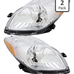 For Toyota Yaris Hatchback Headlights Lamps Set 2009 2010 2011 Halogen Driver and Passenger Side 