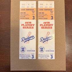 1978 LA Dodgers Playoff Series Ticket Stubs 