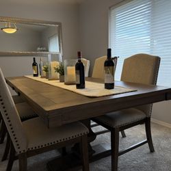 Dining Table With 6 High Back Chairs & Protection Warranty