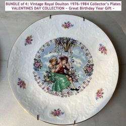 BUNDLE of 4: VTG Royal Doulton 1(contact info removed) Collector’s Plates VALENTINES DAY COLLECTION *Different Love Poems on backs of each plate