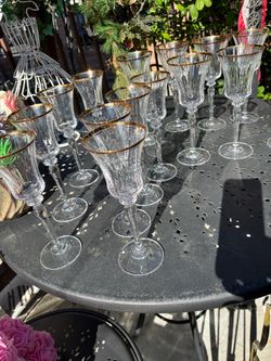 Vintage crystal champagne, and wine glasses each $5
