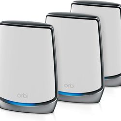 NETGEAR Orbi Whole Home Tri-band Mesh Wi-Fi 6 System (RBK853) – Router with 2 Satellite Extenders, Coverage Up to 7,500 Square Feet, 100 Devices, AX60