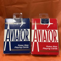 Vintage Aviator 914 Poker Size Playing Cards  2 Decks Red/Blue