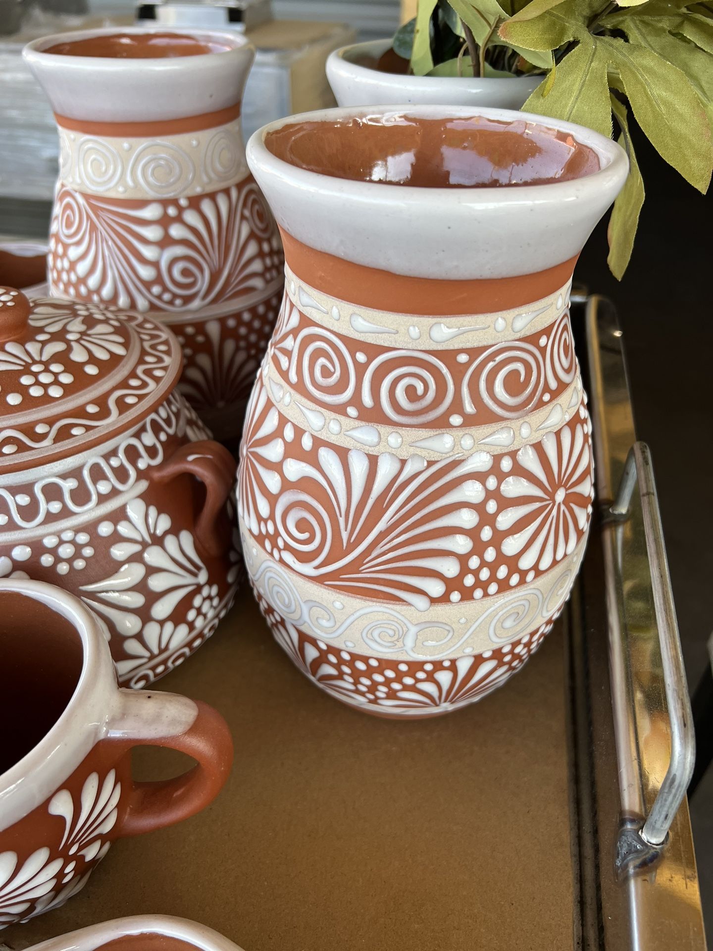 Talavera Style Mexican Clay Flower Vase!