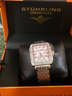 Stührling Original Crystal-Bezel Square Watch