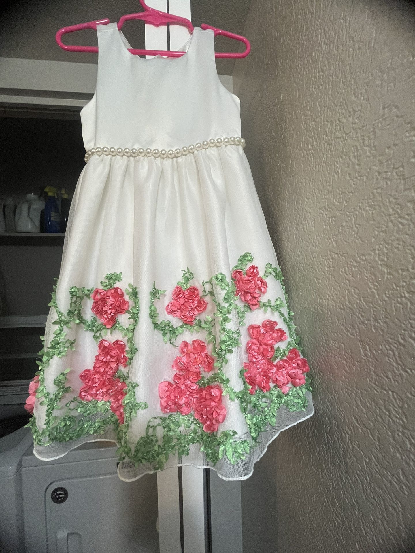 4T Girls flower Dress pink green and white